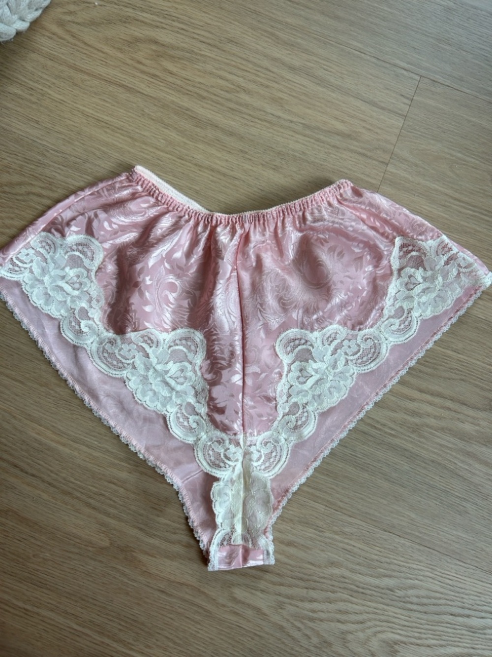 Vintage Lucie Ann II Satin High-Waist Lace Trim Panty Lingerie Bottom S